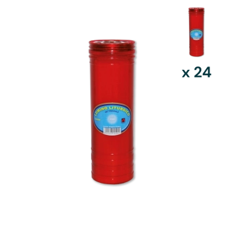 Lumino votivo rosso liturgico settimanale T.70/8 - CONF. RISPARMIO 24 PZ