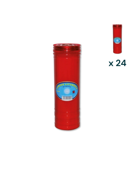 Lumino votivo rosso liturgico settimanale T.70/8 - CONF. RISPARMIO 24 PZ