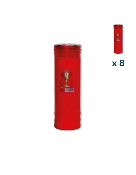 Lumino votivo rosso Eucarestia T.60 Special (confezione 8 pezzi)