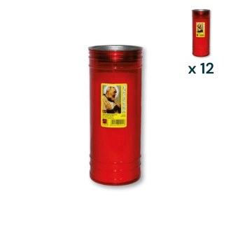 Lumino votivo rosso Padre Pio T.80 K - CONF. RISPARMIO 12 PZ