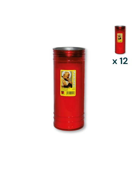 Lumino votivo rosso Padre Pio T.80 K - CONF. RISPARMIO 12 PZ