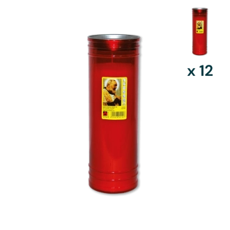 Lumino votivo rosso Padre Pio T.100 - CONF. RISPARMIO 12 PZ