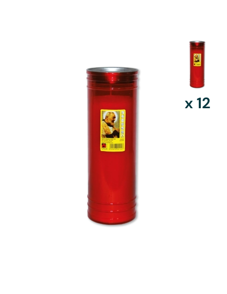 Lumino votivo rosso Padre Pio T.100 - CONF. RISPARMIO 12 PZ