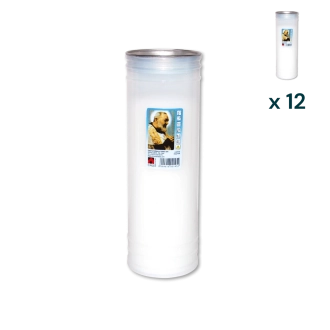 Lumino votivo bianco Padre Pio T.100 - CONF. RISPARMIO 12 PZ