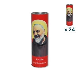 Lumino votivo eco rosso Padre Pio T.60 - CONF. RISPARMIO 24 PZ