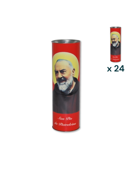 Lumino votivo eco rosso Padre Pio T.60 - CONF. RISPARMIO 24 PZ