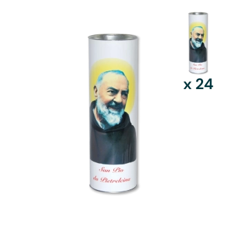 Lumino votivo eco bianco Padre Pio T.60 - CONF. RISPARMIO 24 PZ
