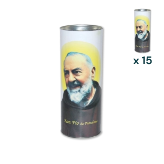 Lumino votivo eco bianco Padre Pio T.80 - CONF. RISPARMIO 15 PZ