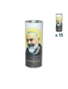 Lumino votivo eco bianco Padre Pio T.80 - CONF. RISPARMIO 15 PZ