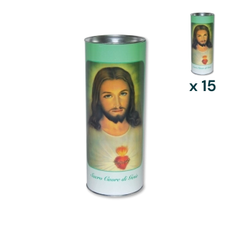 Lumino votivo eco Sacro Cuore di Gesù T.80 - CONF. RISPARMIO 15 PZ
