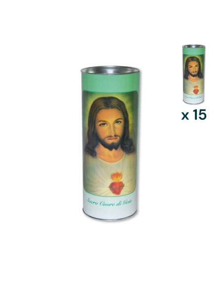 Lumino votivo eco Sacro Cuore di Gesù T.80 - CONF. RISPARMIO 15 PZ