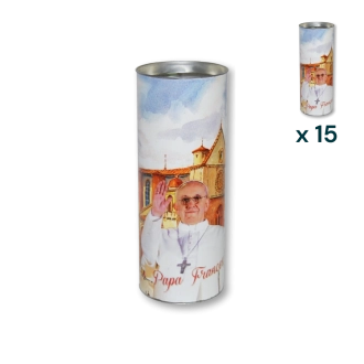 Lumino votivo eco Papa Francesco T.80 - CONF. RISPARMIO 15 PZ
