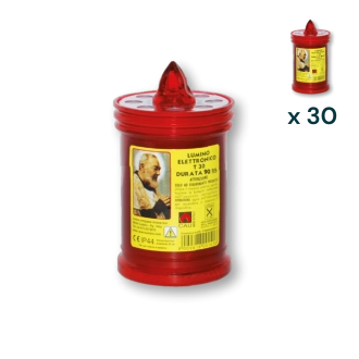 Lumino elettrico 90 gg rosso Padre Pio T.30 - CONF. RISPARMIO 30 PZ