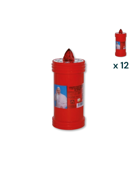 Lumino elettrico 90 gg rosso Papa Francesco T.40 - CONF. RISPARMIO 12 PZ