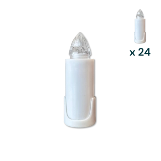 Lumino elettrico candela 120gg bianco con appendino - CONF. RISPARMIO 24 PZ