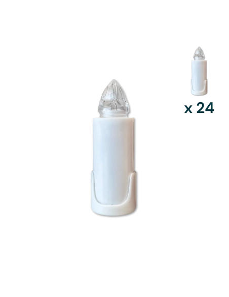 Lumino elettrico candela 120gg bianco con appendino - CONF. RISPARMIO 24 PZ