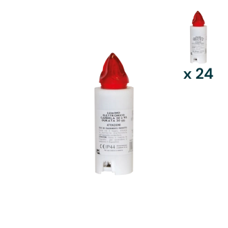 Lumino elettrico candela 30 gg bianco luce rossa - CONF. RISPARMIO 24 PZ