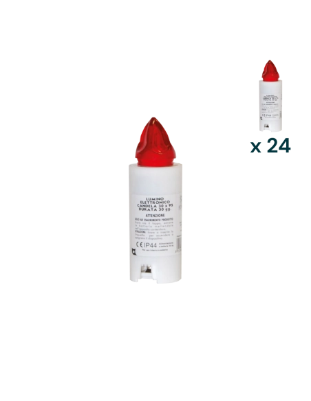 Lumino elettrico candela 30 gg bianco luce rossa - CONF. RISPARMIO 24 PZ
