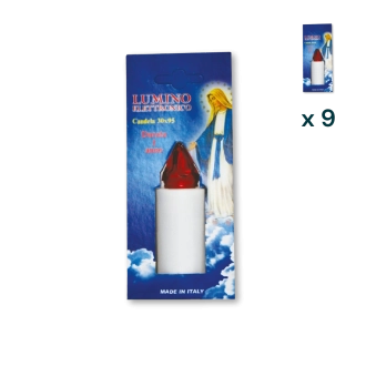 Lumino elettrico candela 365 gg bianco luce rossa - CONF. RISPARMIO 9 PZ