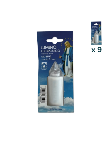 Lumino elettrico candela 365 gg bianco luce blu - CONF. RISPARMIO 9 PZ