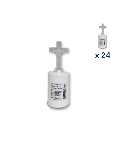 Lumino elettrico croce 120 gg luce bianca tremula - CONF. RISPARMIO 24 PZ
