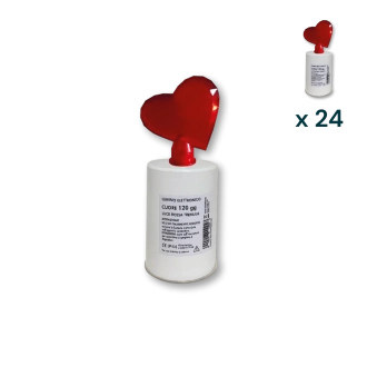 Lumino elettrico cuore 120 gg luce rossa tremula - CONF. RISPARMIO 24 PZ