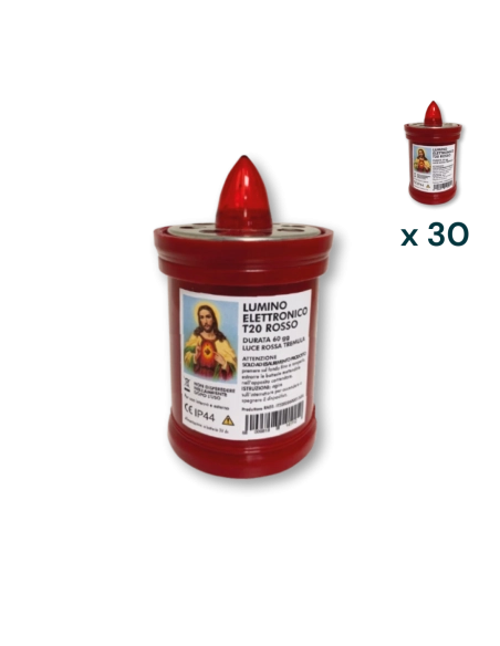 Lumino elettrico 60 gg rosso luce tremula T.20 - CONF. RISPARMIO 30 PZ