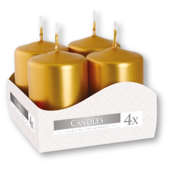 Candele inodore 4 x 6 cm oro (confezione 4 pezzi)