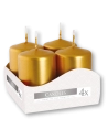 Candele inodore 4 x 6 cm oro (confezione 4 pezzi)
