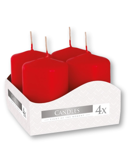 Candele inodore 4 x 6 cm rosso (confezione 4 pezzi)