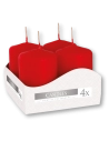 Candele inodore 4 x 6 cm rosso (confezione 4 pezzi)