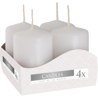 Candele inodore 4 x 6 cm bianco (confezione 4 pezzi)