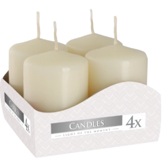 Candele inodore 4 x 6 cm avorio (confezione 4 pezzi)