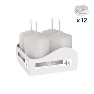 Candele inodore 4 x 6 cm bianco - PACCO RISPARMIO 12 CONFEZIONI (4 pezzi a confezione)