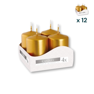Candele inodore 4 x 6 cm oro - PACCO RISPARMIO 12 CONFEZIONI (4 pezzi a confezione)