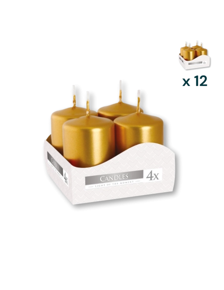 Candele inodore 4 x 6 cm oro - PACCO RISPARMIO 12 CONFEZIONI (4 pezzi a confezione)