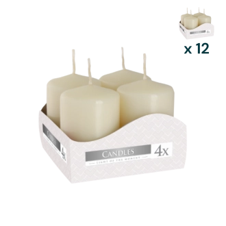 Candele inodore 4 x 6 cm avorio - PACCO RISPARMIO 12 CONFEZIONI (4 pezzi a confezione)