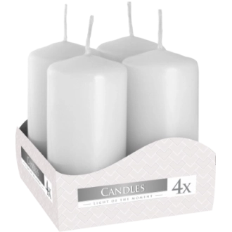 Candele inodore 4 x 8 cm bianco (confezione 4 pezzi)