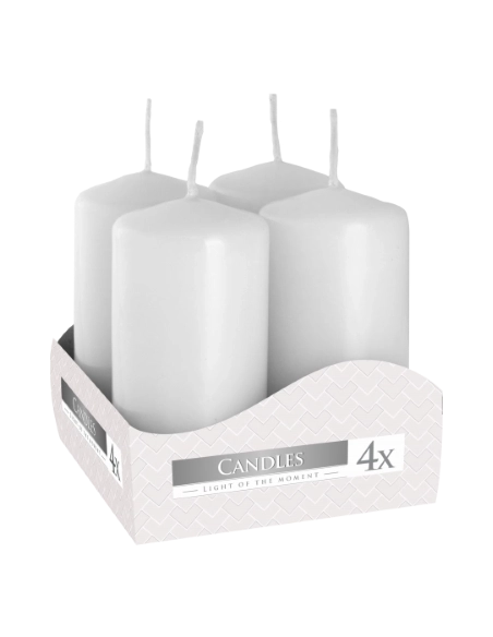 Candele inodore 4 x 8 cm bianco (confezione 4 pezzi)