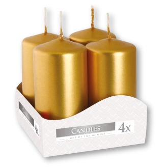 Candele inodore 4 x 8 cm oro (confezione 4 pezzi)