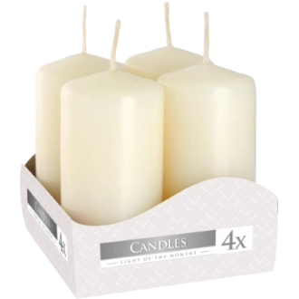 Candele inodore 4 x 8 cm avorio (confezione 4 pezzi)