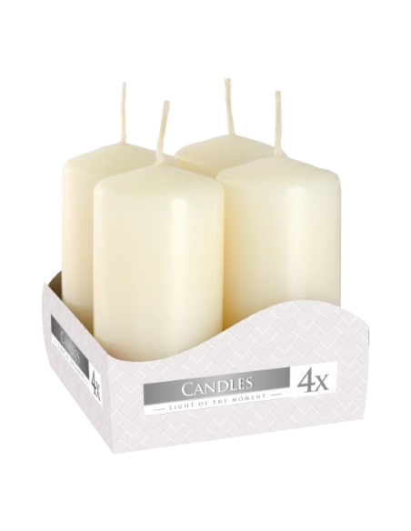 Candele inodore 4 x 8 cm avorio (confezione 4 pezzi)
