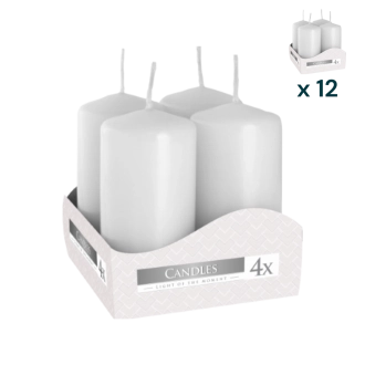 Candele inodore 4 x 8 cm bianco - PACCO RISPARMIO 12 CONFEZIONI (4 pezzi a confezione)