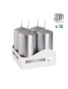 Candele inodore 4 x 8 cm argento - PACCO RISPARMIO 12 CONFEZIONI (4 pezzi a confezione)