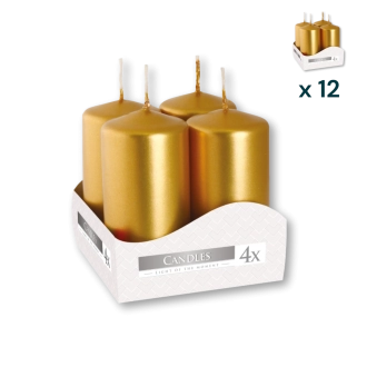 Candele inodore 4 x 8 cm oro - PACCO RISPARMIO 12 CONFEZIONI (4 pezzi a confezione)