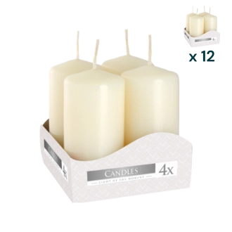Candele inodore 4 x 8 cm avorio - PACCO RISPARMIO 12 CONFEZIONI (4 pezzi a confezione)