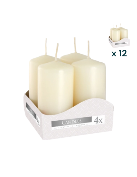 Candele inodore 4 x 8 cm avorio - PACCO RISPARMIO 12 CONFEZIONI (4 pezzi a confezione)