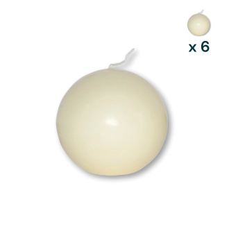 Candela sfera 8 cm avorio - CONF. RISPARMIO 6 PEZZI