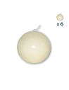 Candela sfera 8 cm avorio - CONF. RISPARMIO 6 PEZZI