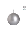 Candela sfera 8 cm argento - CONF. RISPARMIO 6 PEZZI